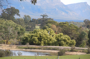 Grampians in the background of dam
