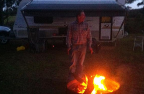 Caravan and fire